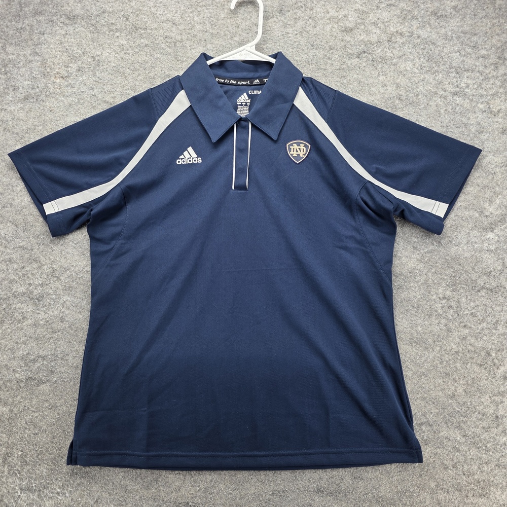 Notre Dame Fighting Irish Shirt Mens Large NCAA Football Adidas ClimaCool Polo